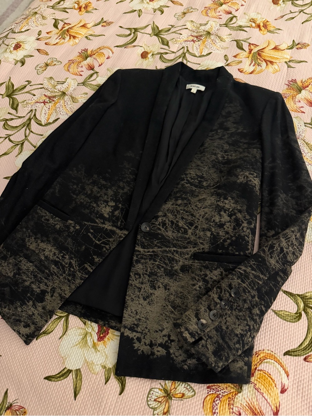 Helmut Lang Black Textured Single-Button Blazer
